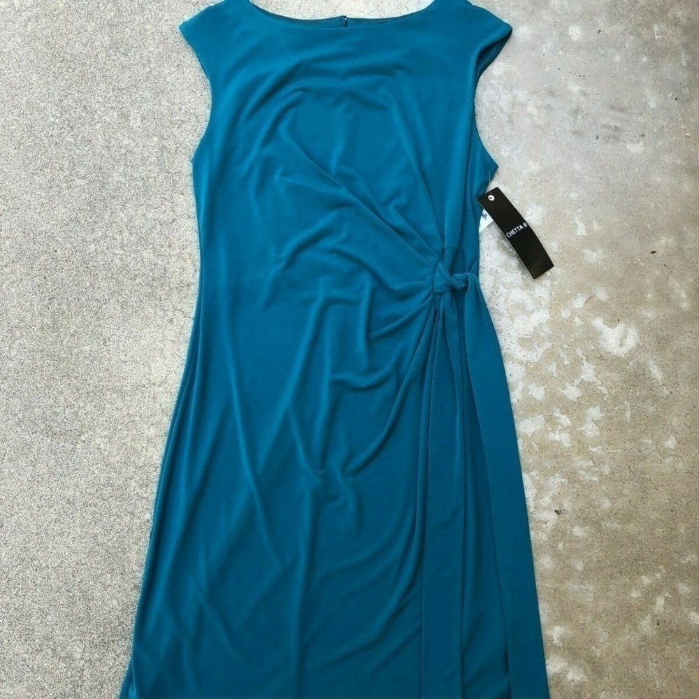 Chetta B Teal Sleeveless Polyester Versatile Dress​​​​​​​​​